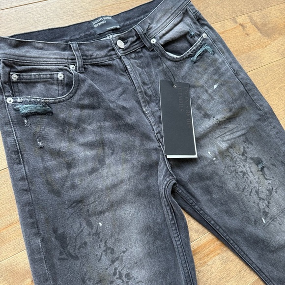 Enfants Riches Deprimes Distressed Paint Splatter Faded Washed Black Denim Jeans